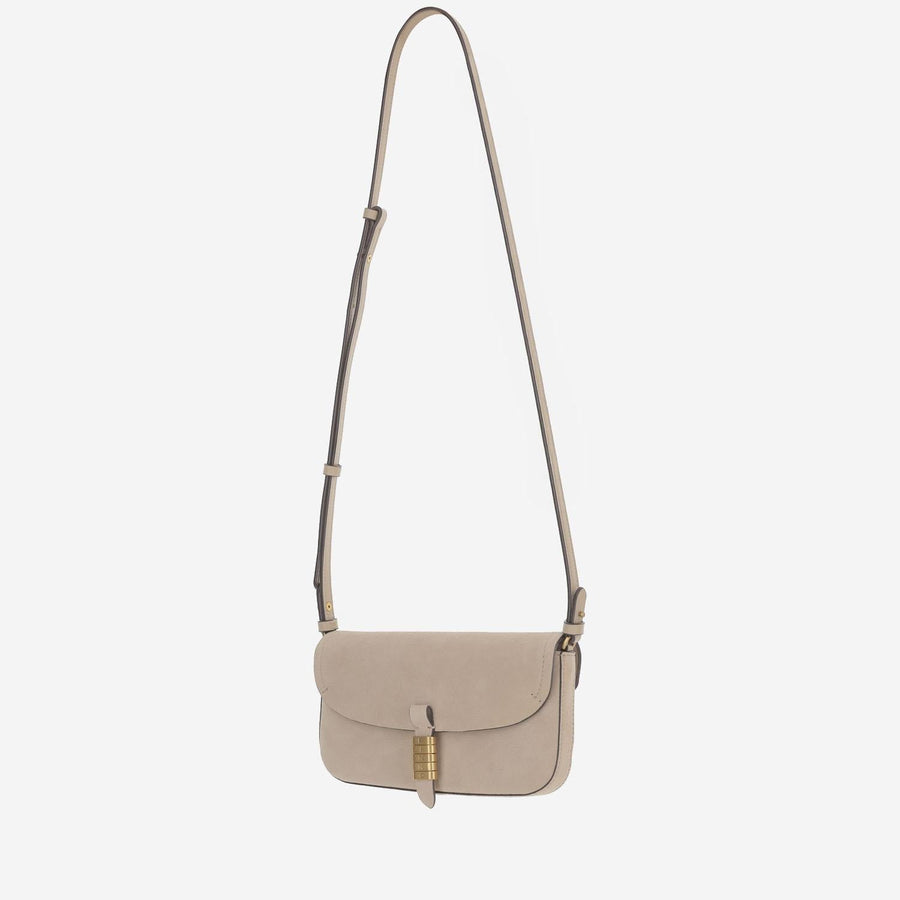 Saddle Leather Shoulder Bag Beige Suede