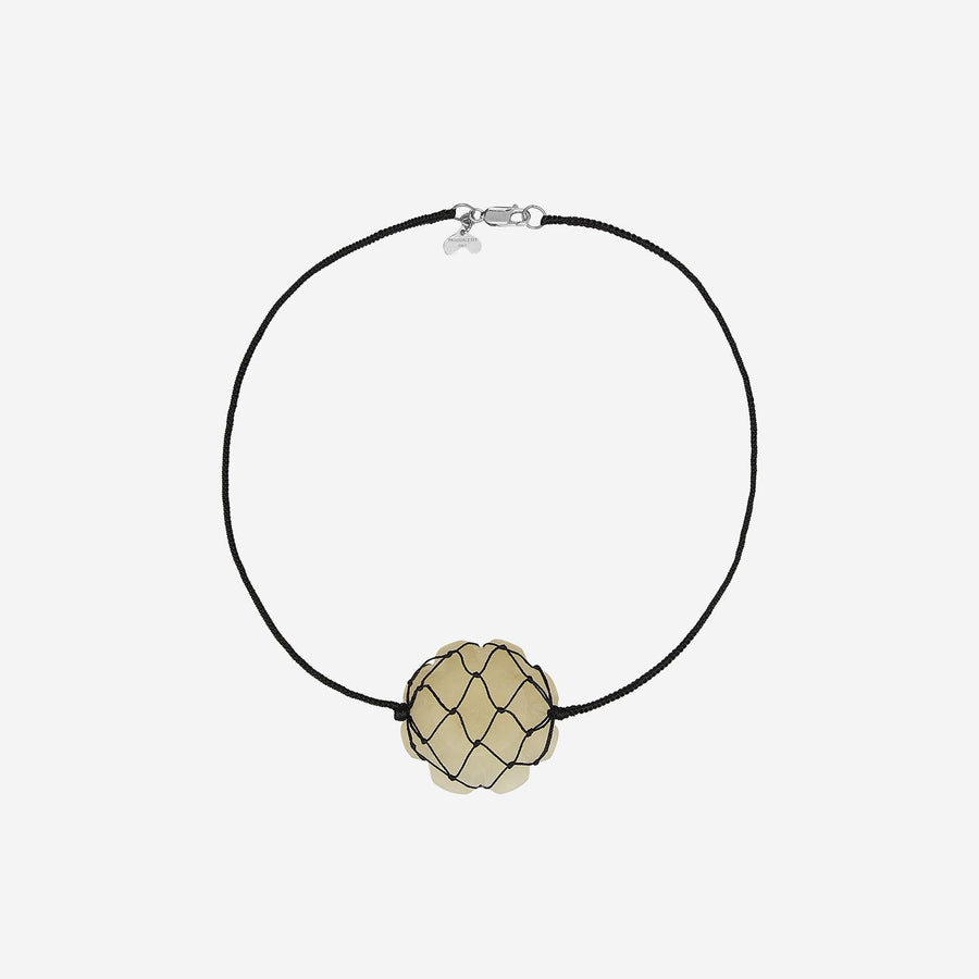 Necklace Wrapped Flower Ivory Alabaster
