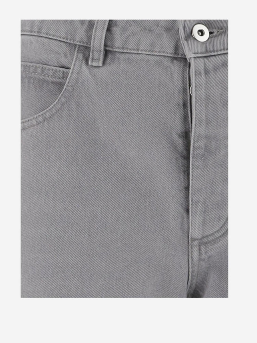 Jeans Flared Denim Wash Light Grey Cotton Trousers