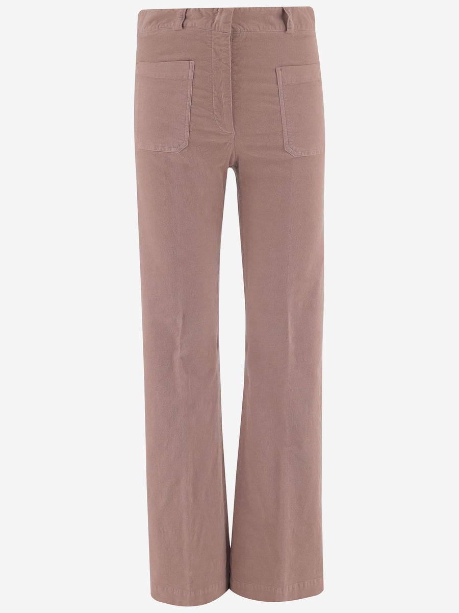 Stretch Cotton Velvet Trousers Pink