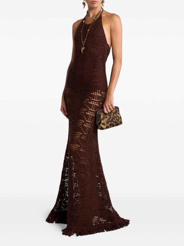 Dress Halter Crochet Brown