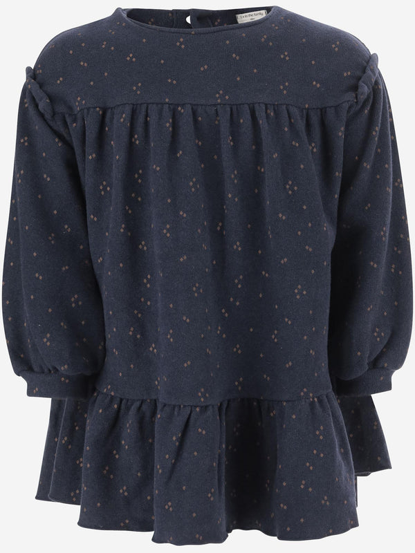 Navy Dot Pattern Dress Cotton