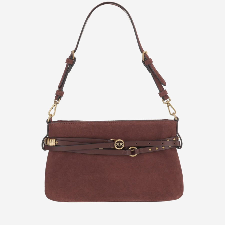 Shoulder Bag Mini Belt Brown Suede