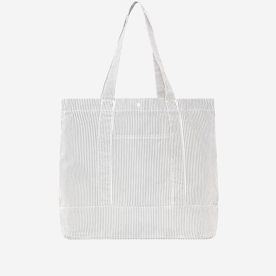 Tote Bag Striped Cotton Grey Shoulder