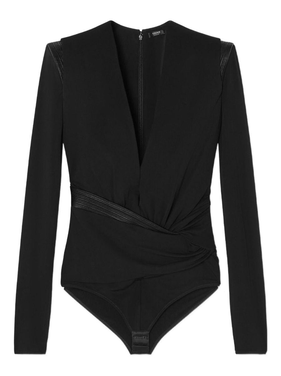 Bodysuit Black Viscose Tops