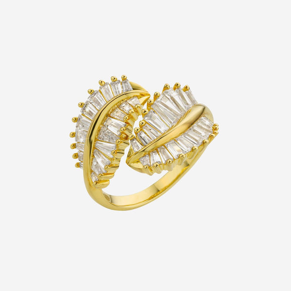 Ring Leaves Gold Brass