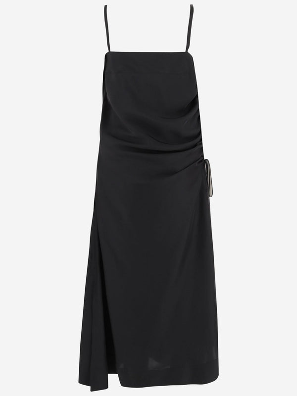 Silk Lingerie Dress With Draping Black