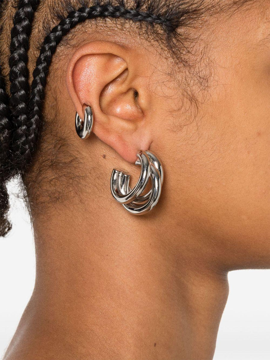 Earrings With Half-Circle Silhouette Silver Brass
