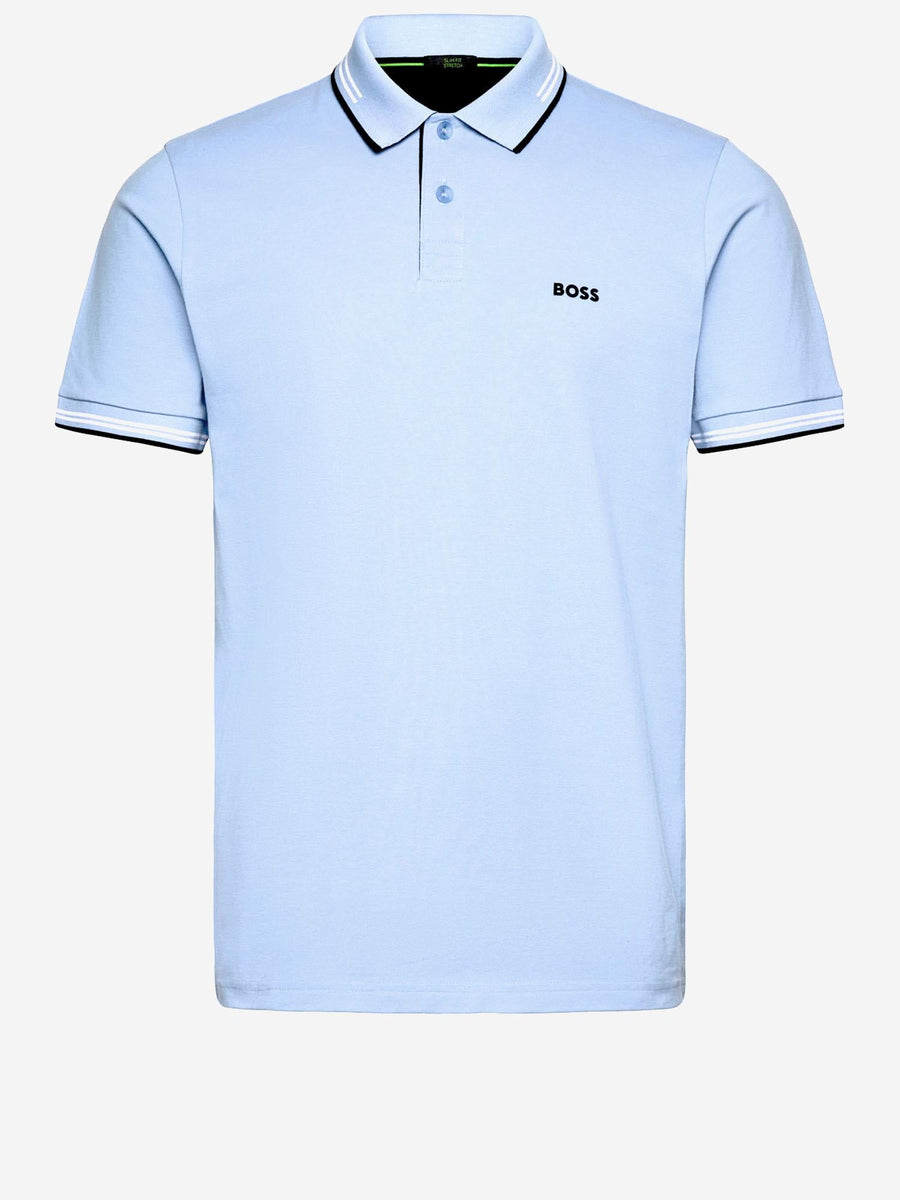 Polo Shirt Stretch Cotton Light Blue