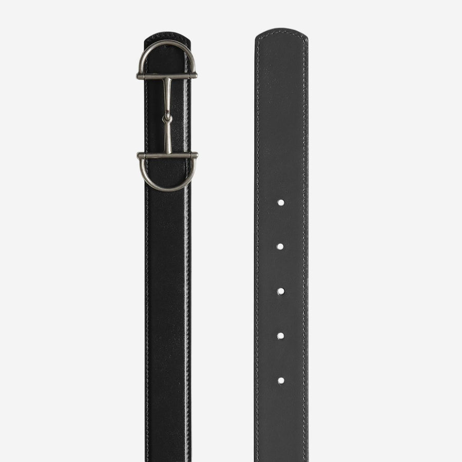 Reversible Leather Belt With Clasp Black Calfskin