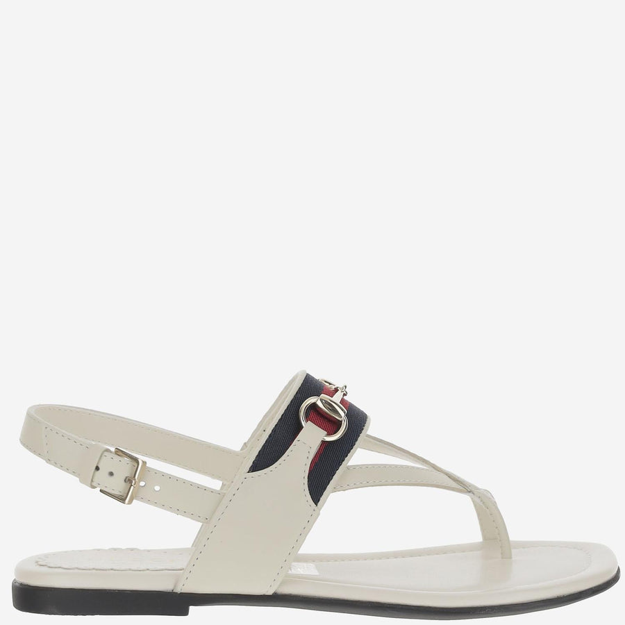 Leather Sandal With Web White