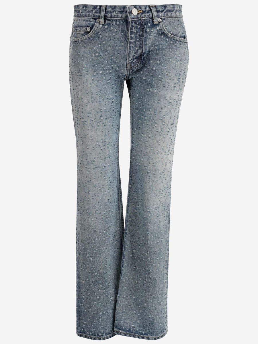 Jeans Low-Rise Distressed Denim Cotton