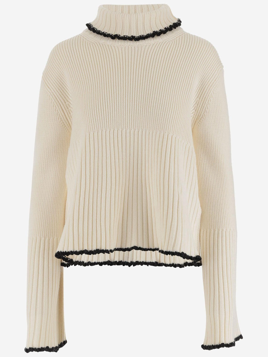 Wool Blend Sweater Ivory Virgin Viscose Polyamide