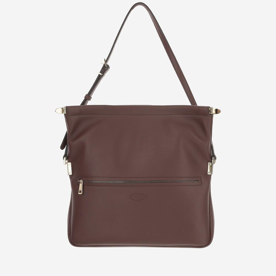 Calfskin Small Flap Shoulder Bag Brown