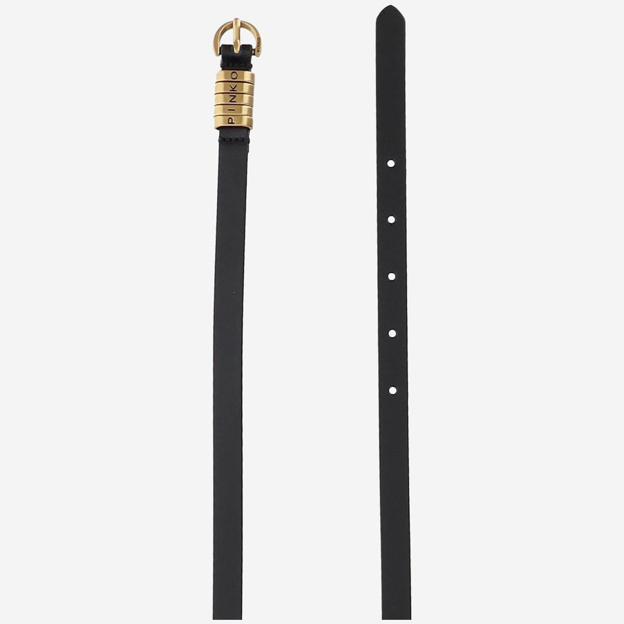 Leather Belt With Logo Black