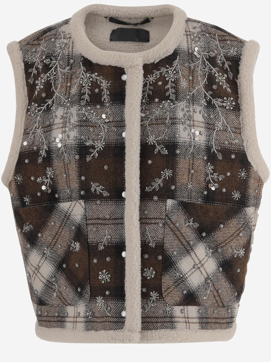 Wool-Blend Vest With Floral Embroidery Multicolour Waistcoats & Gilets