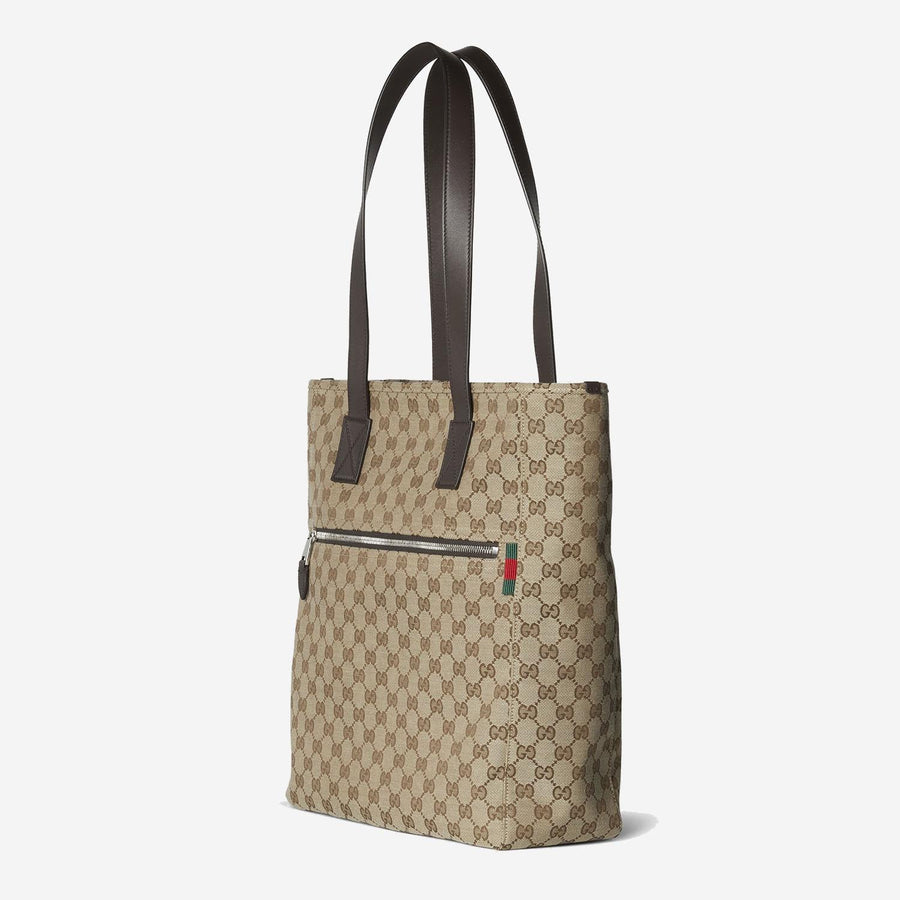 Gg Fabric Shopping Bag Brown Polyester Shoulder