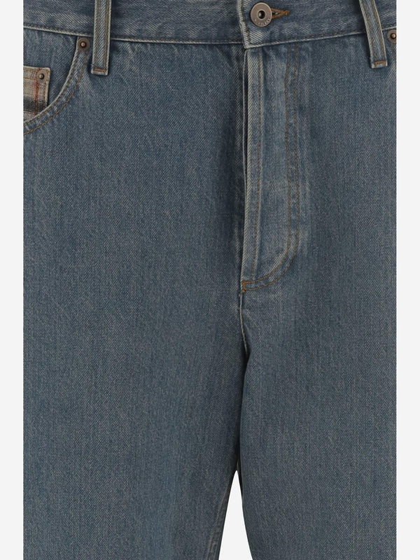 Jeans Cotton Denim With Checked Cuffs