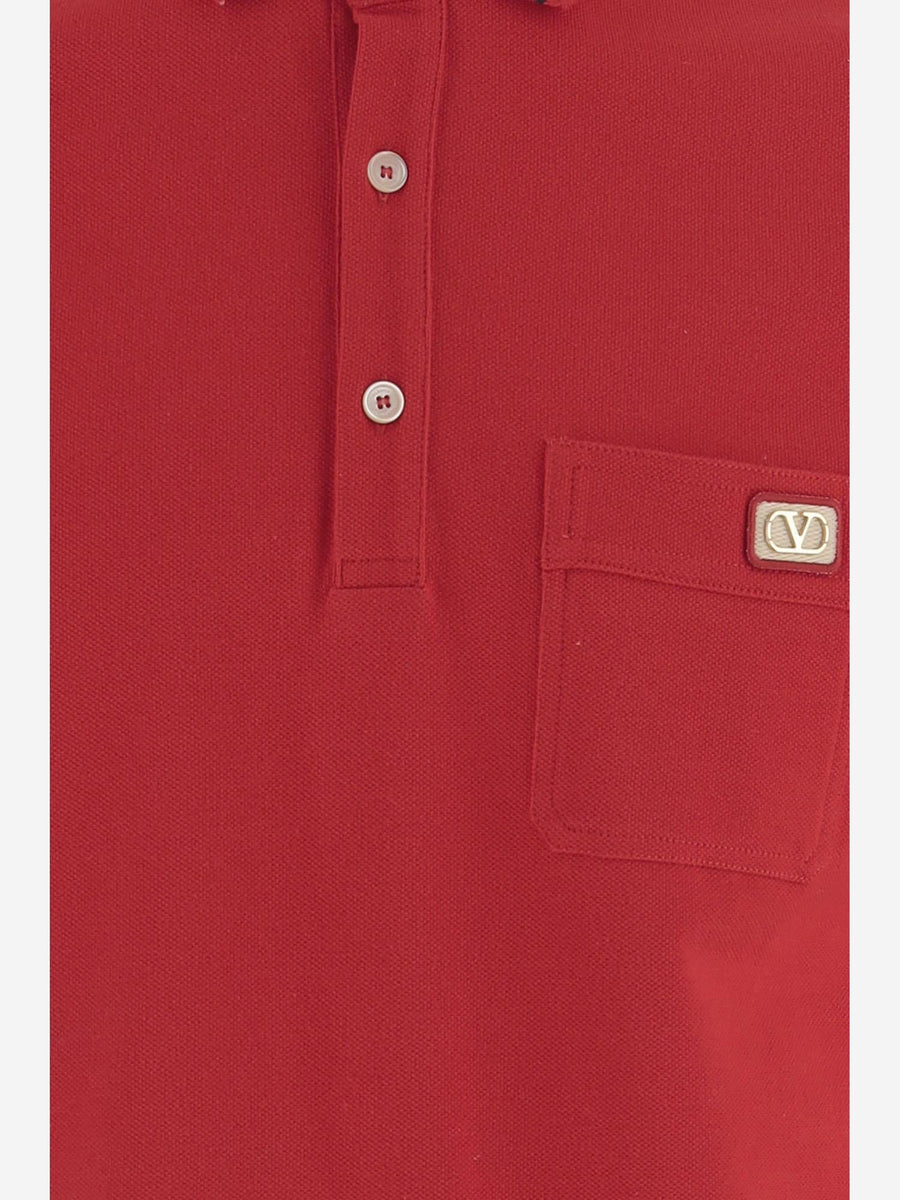 Cotton Polo Shirt With Logo Red