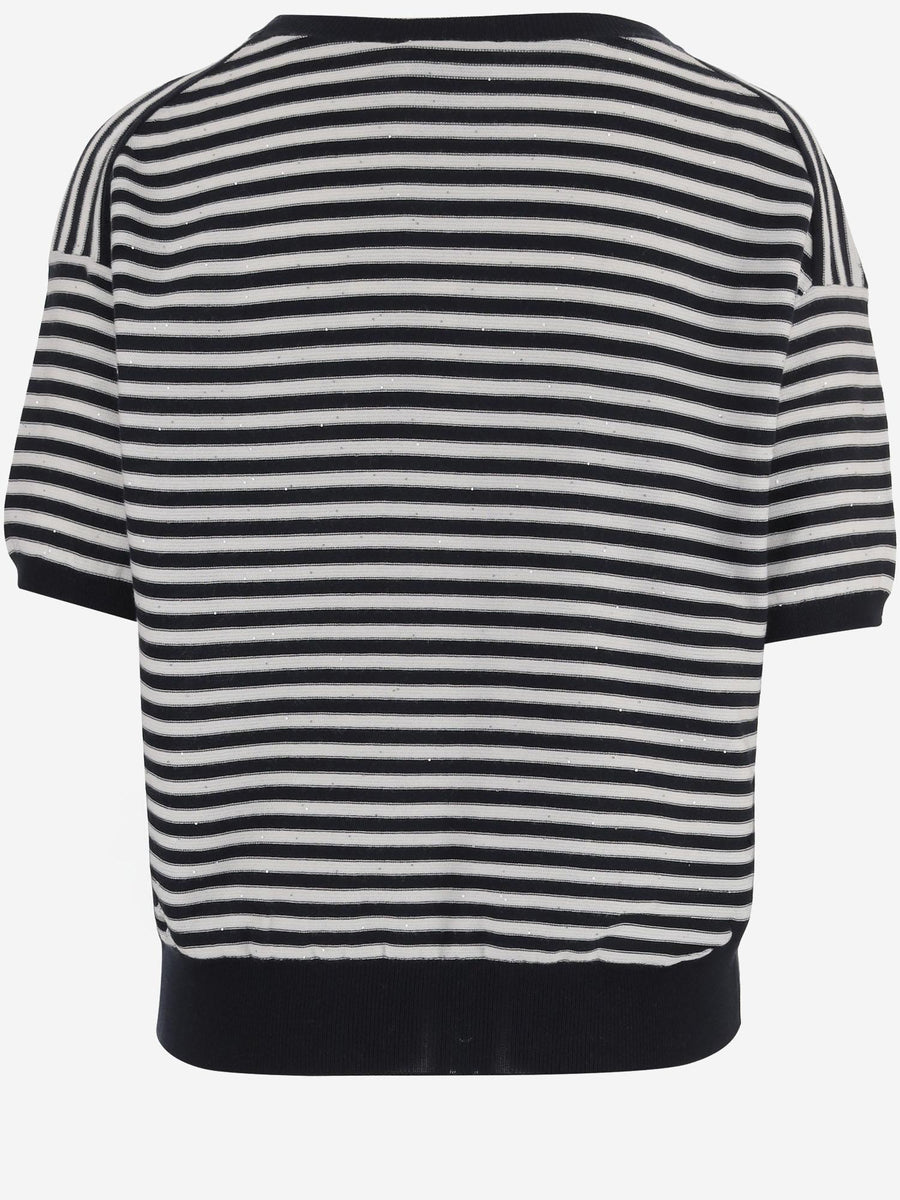 Striped Cotton Sweater Black/white