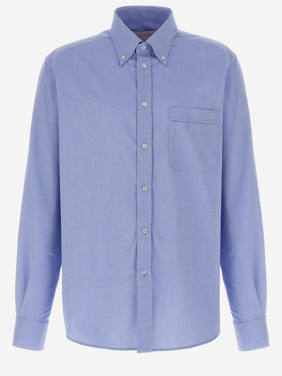 Cotton Shirt With Logo Light Blue