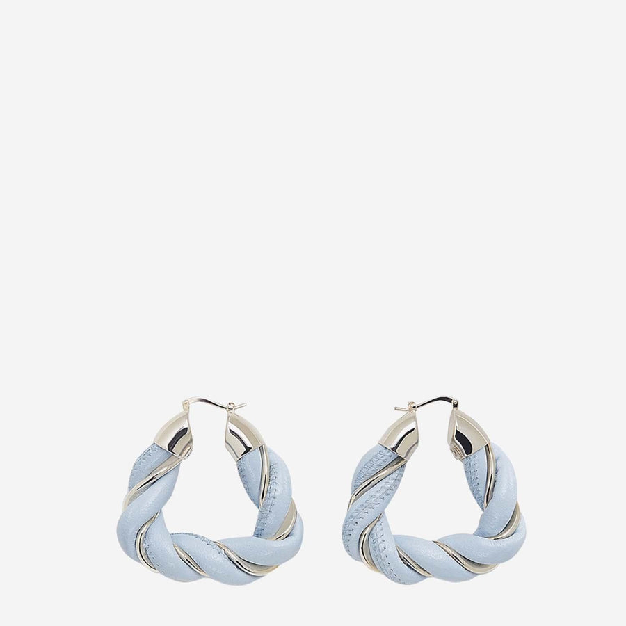 Hoop Earrings Silver & Lambskin Bubble