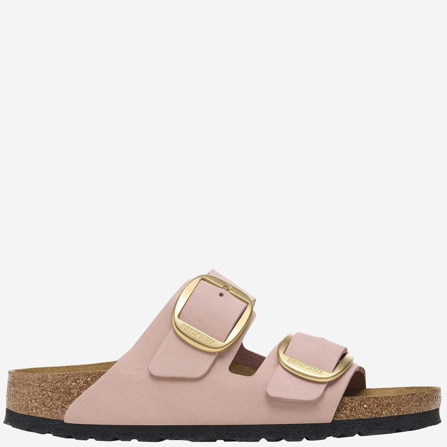 Big Buckle Sandals Light Pink Leather Slippers