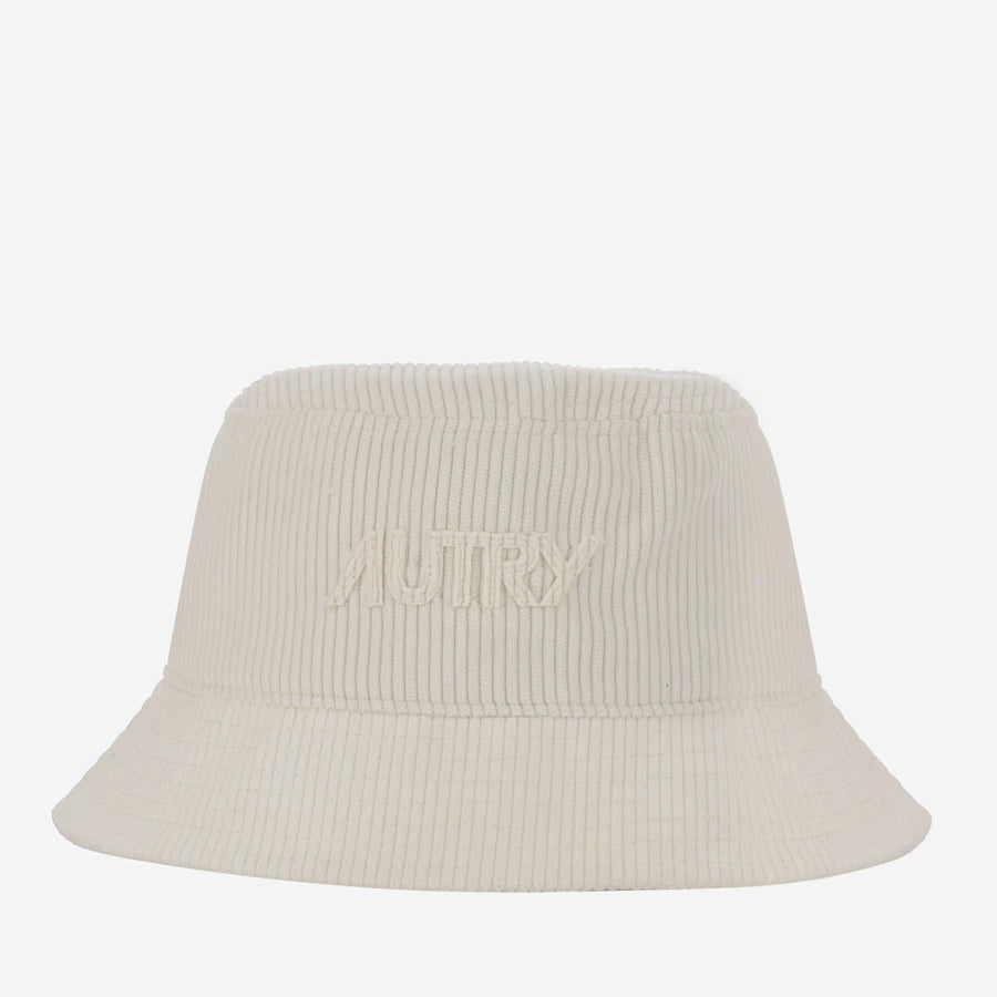 Velvet Bucket Hat With Logo White Polyester