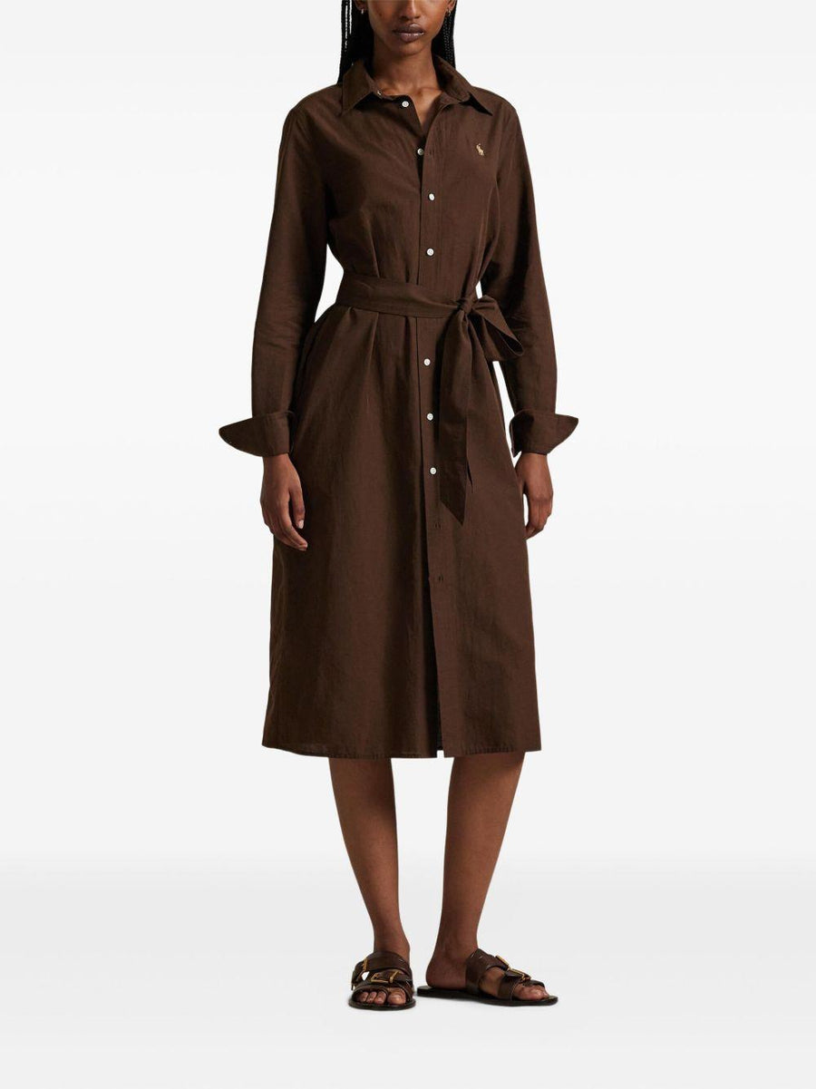 Midi Dress Brown Cotton