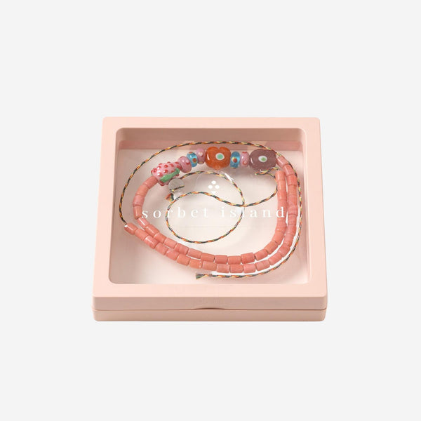 Necklace With Mixed Glass Beads Multicolour Glass/fabric