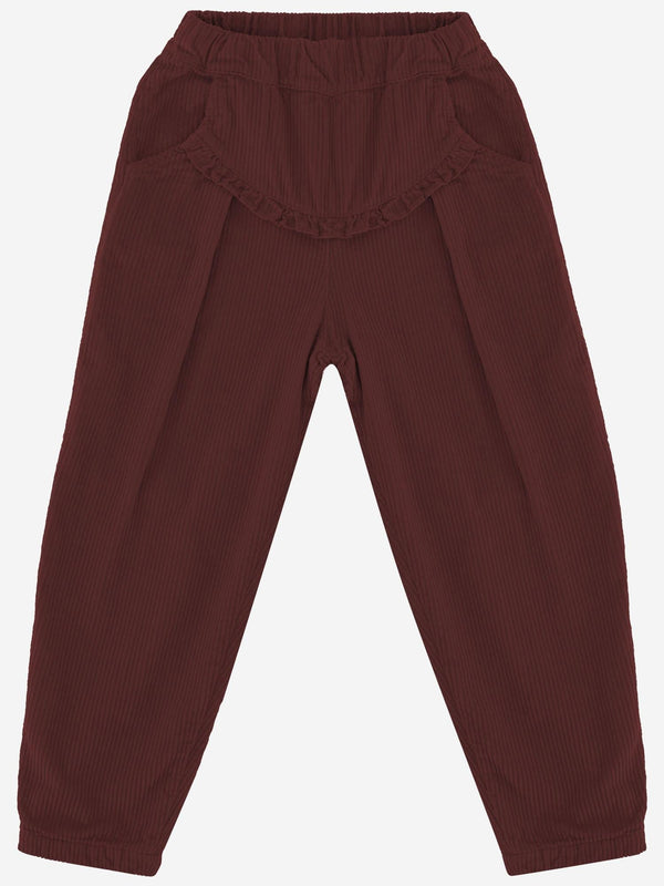 Cotton Trousers With Ruffles Red