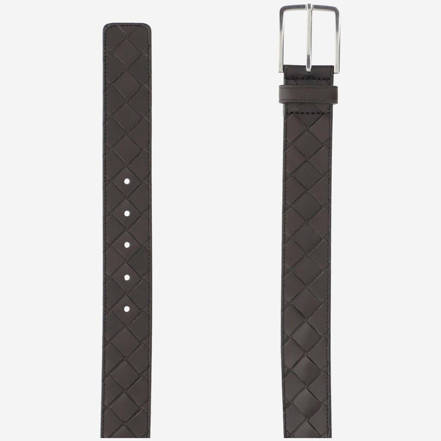 Leather Belt Intreccio Calfskin Brown