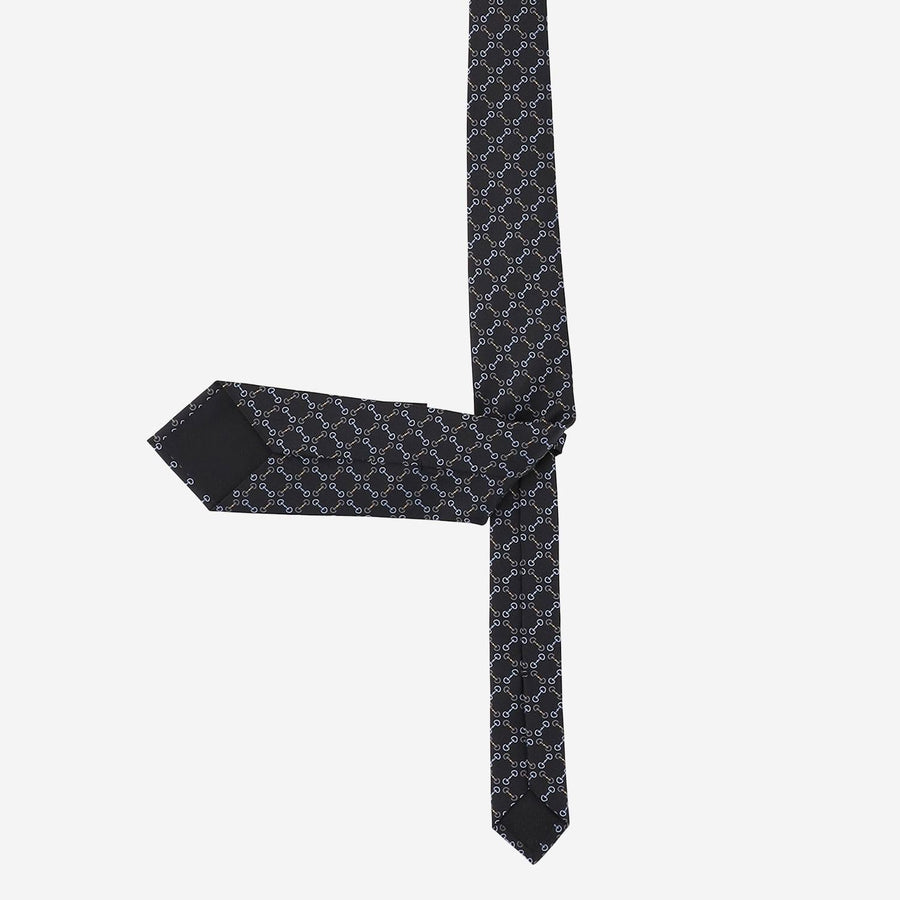 Tie Jacquard Silk Morsetto Print Black Ties & Bow