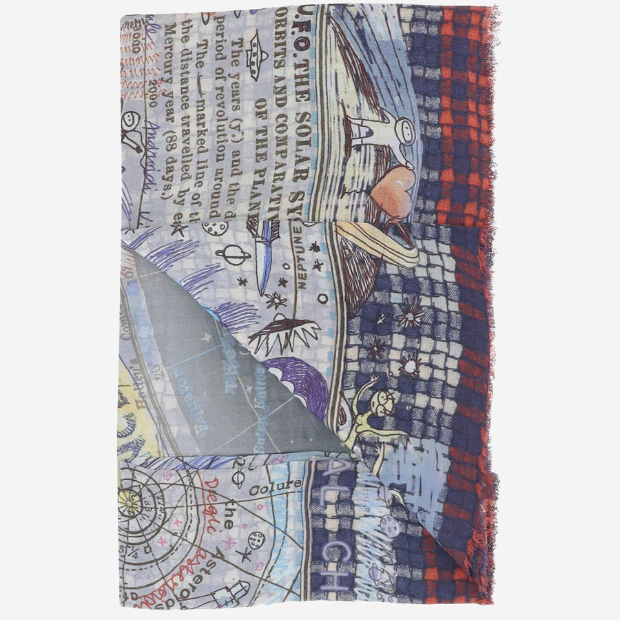 Scarf Light Blue Modal And Cashmere Multicolour