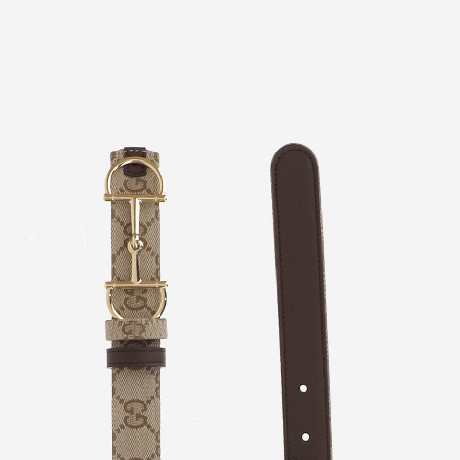 Reversible Belt With Clamp Buckle — Beige Polyester