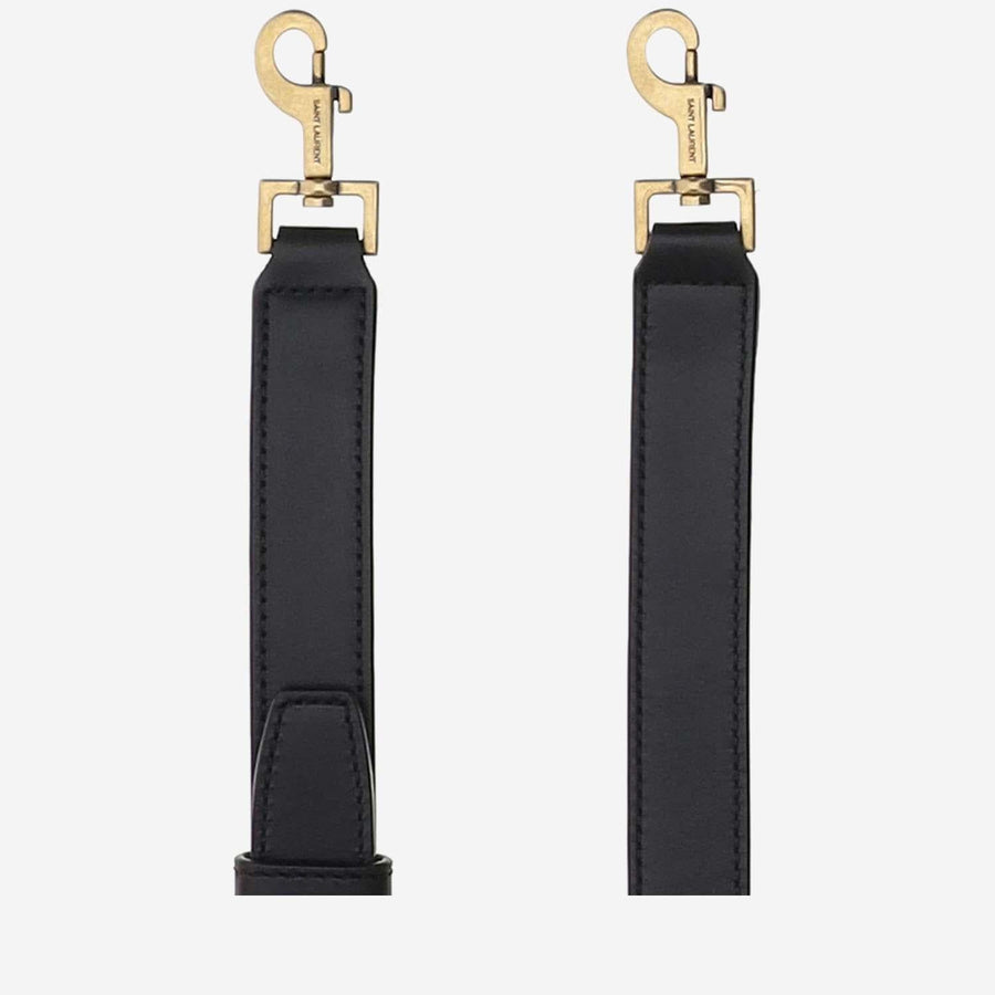 Glossy Leather Shoulder Bag Black
