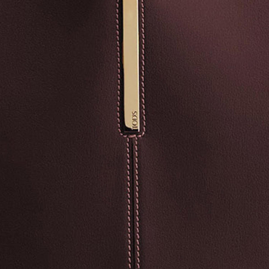 Leather Shopping Tote Bag Dark Brown Calfskin Shoulder