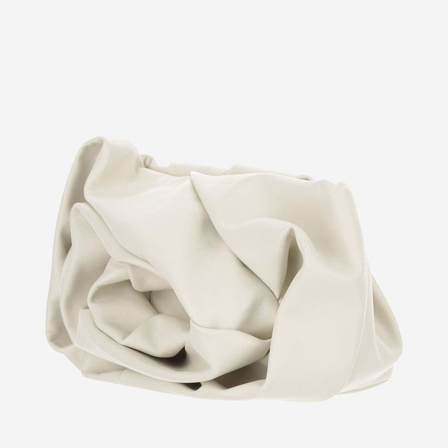 Rose Leather Clutch Bag Ivory Lamb (ovis Aries) Handbags