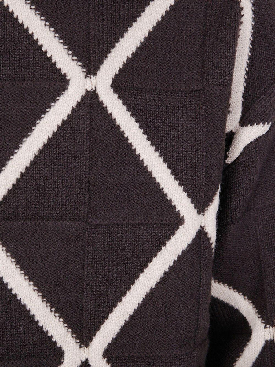 Sweater With Polo Collar Brown Virgin Wool