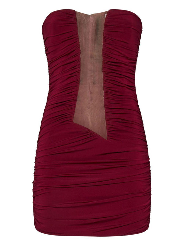 Mini Dress Burgundy Viscose