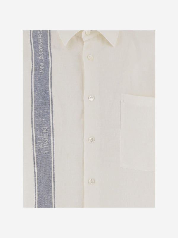 Linen Shirt With Logo White