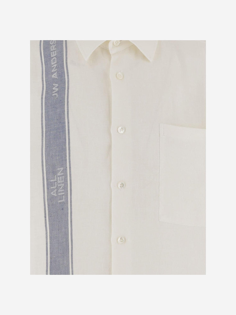 Linen Shirt With Logo White
