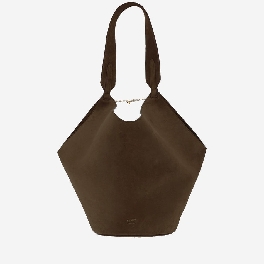 Small Lotus Suede Leather Bag Brown Calfskin Shoulder