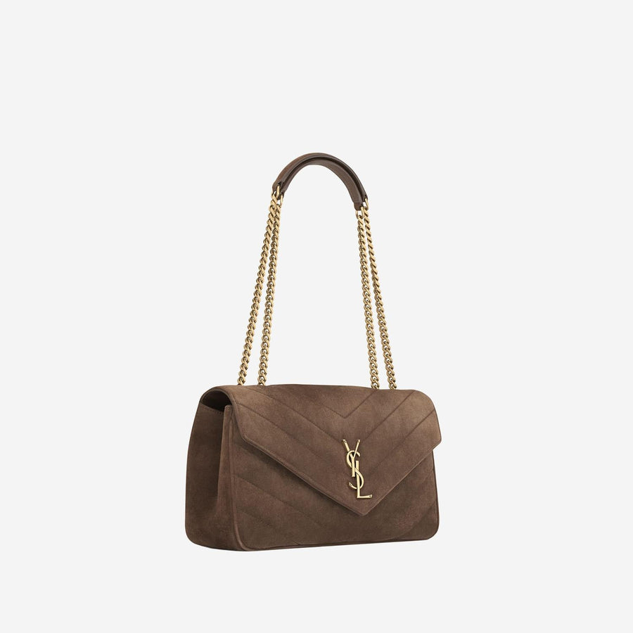 Loulou Media Bag Matelé Suede Brown Leather Shoulder