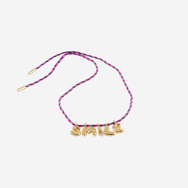 Necklace Bubble Letter Fabric And Metal Multicolour