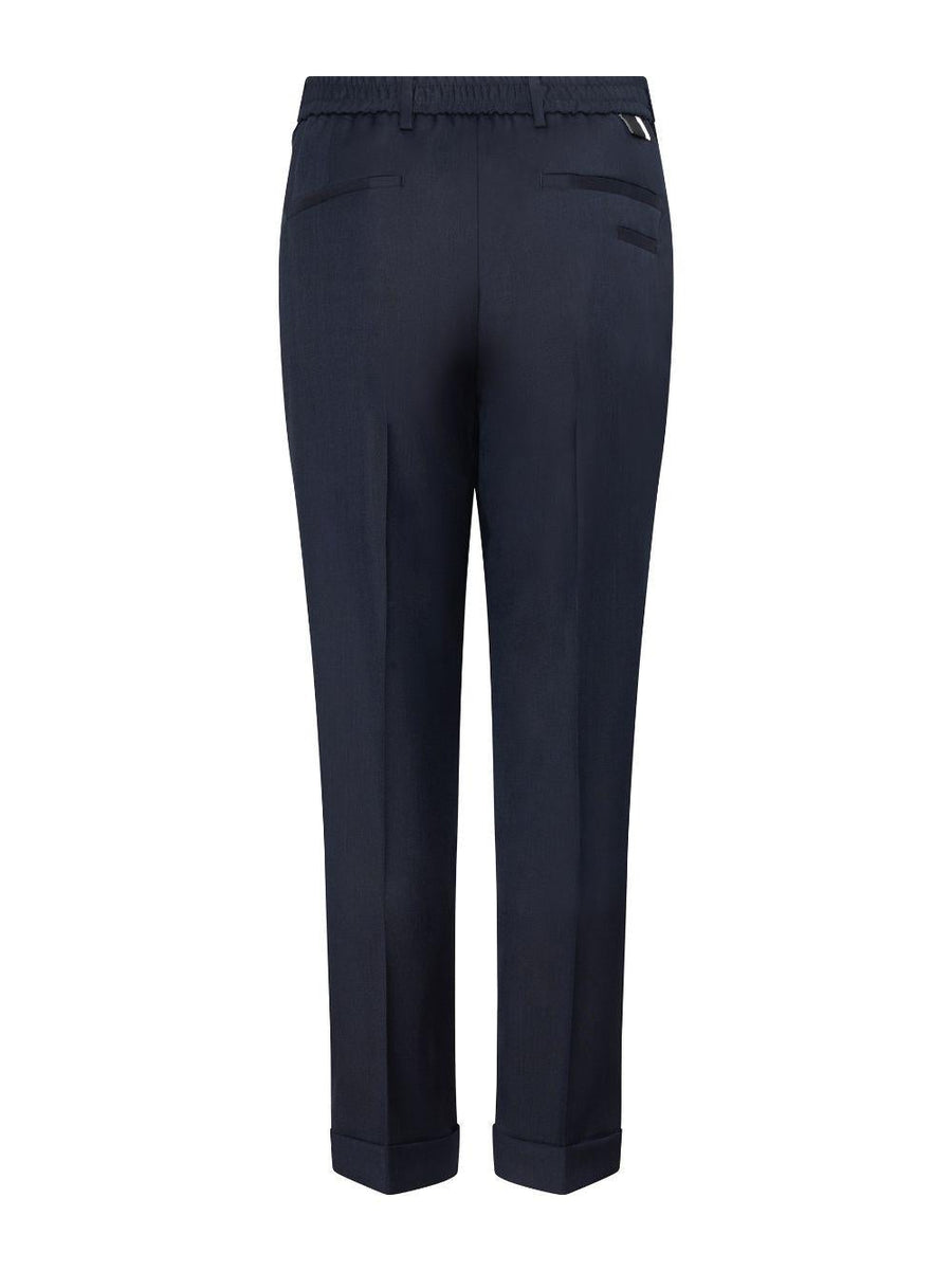 Trousers Slim Carrot Navy Cotton
