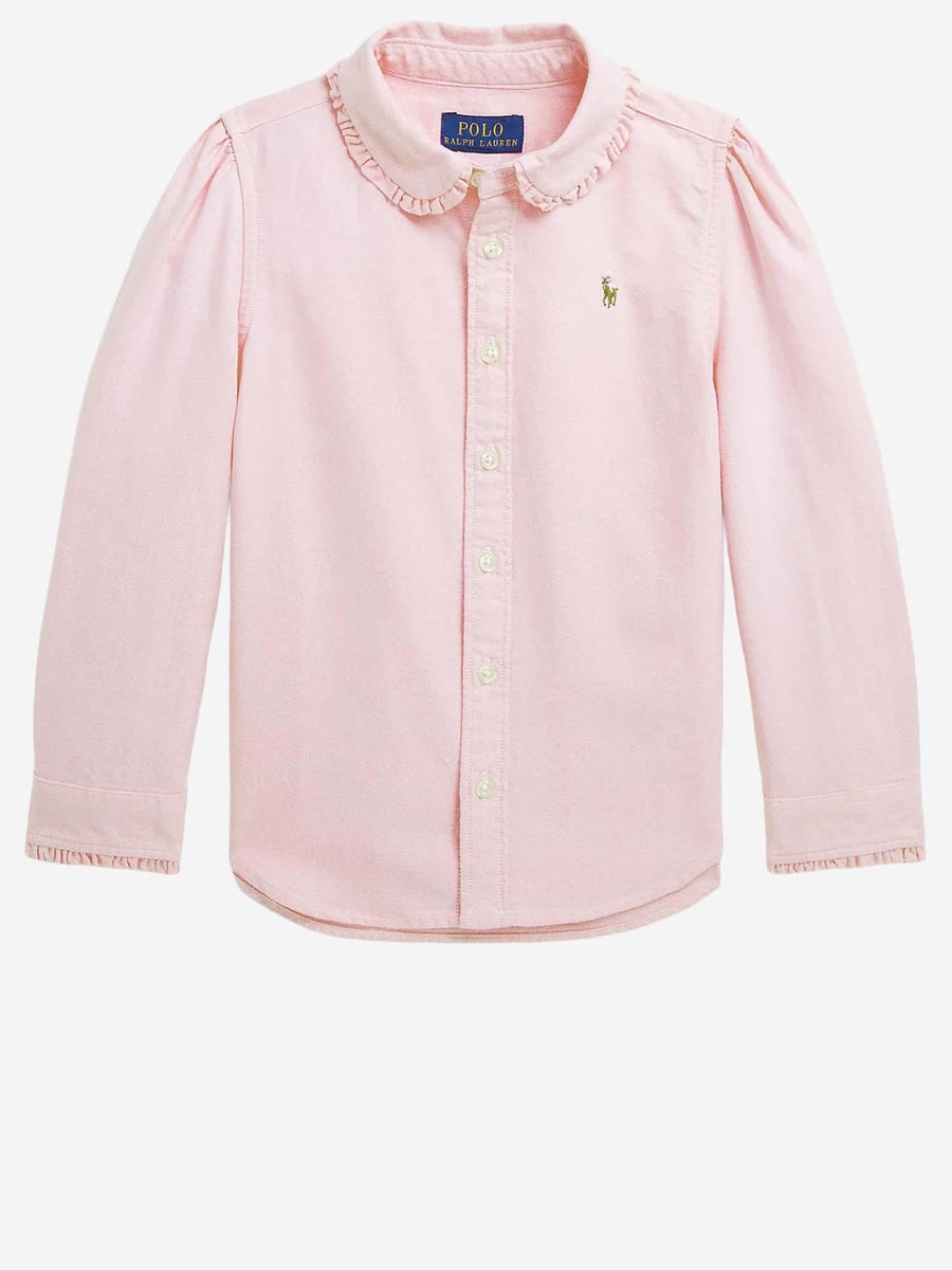 Cotton Shirt With Ruffles Pink Blouses And