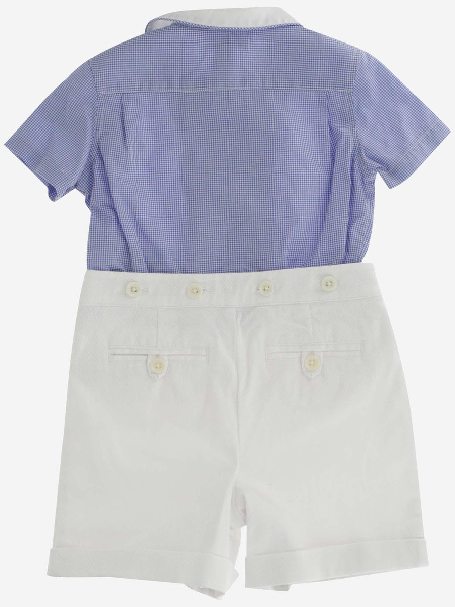 Cotton Romper With Check Pattern Multicolour Shirt: Cotton; Shorts: Tracksuit Sets