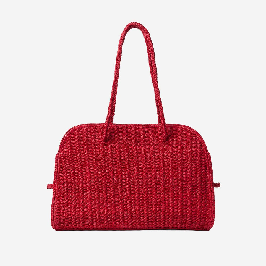 Bowling Bag Raffia Red Shoulder
