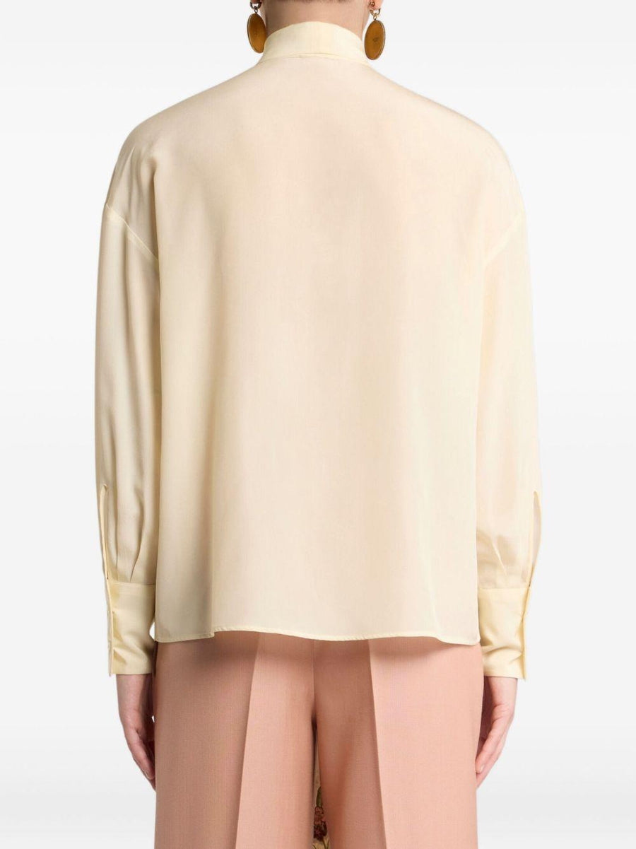 Silk Blouse With Floral Print Ivory Blouses